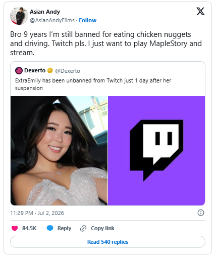 Twitch女主播边开车边看聊天室险酿车祸 仅封禁24小时